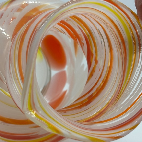 Vintage Italian Blown Glass Pitcher in the Manner of Murano Orange Red Yellow - Picture 7 of 7